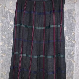 Talbots Blue and Green Maxi A-Line Pleated Skirt